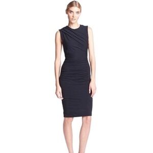 T Alexander Wang Ruched Pique Body Con Sleeveless Dress Black XS